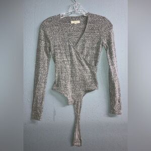Madewell v-neck faux wrap Long Sleeve Bodysuit XXS #731